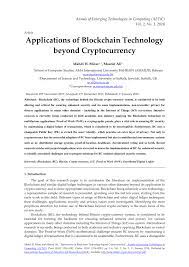 Pdf Applications Of Blockchain Technology Beyond Cryptocurrency