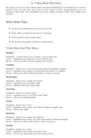 Another Set Of Menus From A Diet Summary Website The Rice Diet Rice Diet Diet Diet Plan Menu