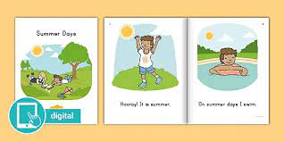 Looking for some fun games and activities for kindergartners to keep your little one occupied — and learning — at home? Summer Days Emergent Reader Ebook Teacher Made