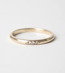Catbird Blanca Monros Gomez Half Round Band Three Diamonds 550 Simple Engagement Rings Wedding Rings Simple Wedding Rings