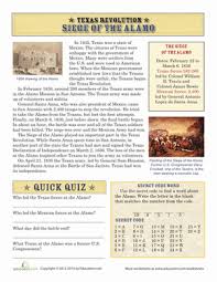 The Siege Of The Alamo Worksheet Education Com Texas Revolution Alamo Texas Revolution Activities