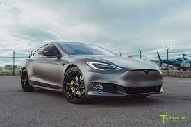 satin dark gray tesla model s 2 0 with gloss black 21 ts115 in 2021 tesla model s tesla model tesla
