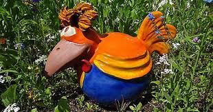 Huhn Aus Keramik Gross Blau Stehhaare Frostsicher Unikat Gartendeko Garten Deko Keramik Topferei
