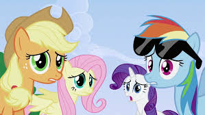 They are both rainbow power themed and these are 2 new sets available. Applejack Fluttershy Rarity And Rainbow Dash Shocked