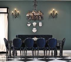 Black Diningtable With Blue Velvet Dining Chairs Contemporary Dining Room Velvet Dining Chairs Round Back Dining Chairs Black Dining Room