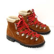High quality boots · in stock & ready to ship · german engineered Vintage 60s 70s Hiking Brown Suede Red Lace Up Outdoors Ankle Boots Size 9 Boots Hiking Boots Mountaineering Boots