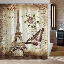 Paris Eiffel Tower Waterproof Kids Bathroom Shower Curtain Beige In 2020 Bathroom Shower Curtains Fabric Shower Curtains Paris Bathroom