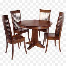 A round french rattan glass top dining room table with 4 matching chairs, circa 1950. Round Brown Wooden Table With Four Chairs Dining Set Table Furniture Dining Room Chair Matbord Solid Wood Dining Room Furniture Room Outdoor Table Wood Png Pngwing