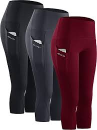 neleus 3 pack workout running capris tummy control high