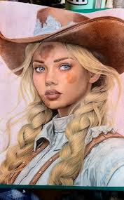 Kalour coloured pencil artwork of a cowgirl