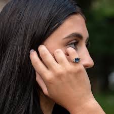 Buy Vintage Ring Sapphire Cubic Zirconia and Clear Swarovski Crystals 18kt  Gold Antique Womans Jewelry Heart Promise Rings #R1936-SY Online in India