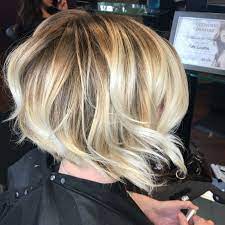 Short Balayage Bob Textured Waves Beige And Pearl Blonde With Olaplex Short Balayage Beige Blonde Hair Blonde Highlights Short Hair