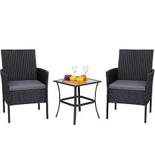 Viogarden 3 Piece Patio Furniture Set Small Outdoor Wicker Patio Set Front Porch Furniture Bistr In 2020 Porch Furniture Sets Outdoor Furniture Decor Porch Furniture