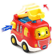 This Fire Truck Has An Extension Ladder That Raises And Lowers For Fine Motor Development Press The Light Up Windshield On The Front Fire Trucks Toy Car Vtech
