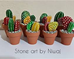 Handpainted Cactus Stone Rock Floral Decor Handpainted Etsy Painted Rock Cactus Hand Painted Decor Stone Cactus