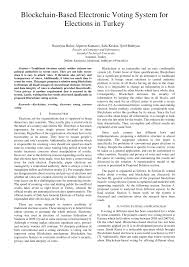 Pdf Blockchain Based Electronic Voting System For Elections In Turkey