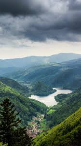 Add beautiful live wallpapers on your lock screen for iphone xs, x and 9. Green Mountains Lake Village Clouds 750x1334 Iphone 8 7 6 6s Wallpaper Background Picture Image