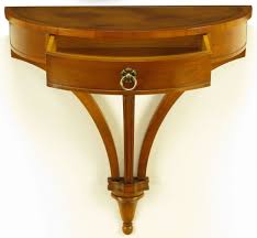Demilune Wall Mounted Walnut And Tooled Leather Console Table Leather Console Table Wall Mounted Table Wooden Console Table