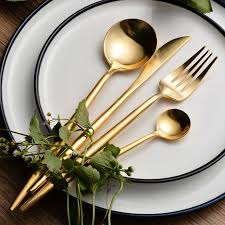 Golden Western Knife And Fork Spoon 3 Cuchillos De Cocina Vajillas Para Cena Accesorios De Cocina
