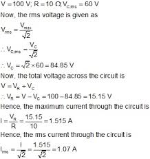 This electronics video tutorial explains how to calculate the voltage drop across a resistor using ohm's law. 100 V Ac Is Applied To A Capacitor And Resistance Of 10 Ohm In Series If Rms Voltage Drop Across Capacitor Is 60 V Then Find The Rms Value Of Current