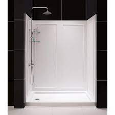 Browse our variety of shower stalls and kits—give your bathroom the upgrade it needs Dreamline Dreamline 30 In D X 60 In W X 76 3 4 In H Left Drain Acrylic Shower Base And Q Wall 5 Backwall Kit In White In The Shower Stalls Enclosures Department At Lowes Com