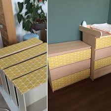 Commode Malm Ikea Customized Avec Du Papier Peint Diy Table A Langer Ikea Ikea Malm Deco Ameublement