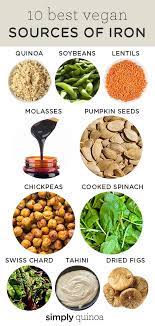 Best Vegan Sources Of Iron 10 Easy Vegan Recipes Simply Quinoa Vegan Iron Sources Foods With Iron Vegan Iron