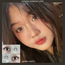 Kính áp tròng Hàn Quốc GEMMA màu xanh nâu Aimee Gray 14mm (Full 0-6 độ)  (Ảnh thật shop tự chụp)