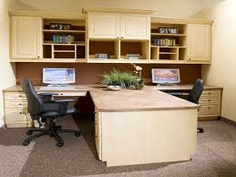 The brentry writing desk has a sleek and stylish dual tone finish and is available in cherry, walnut or oak home office table with wall storage unit: Two Desk Home Office Ideas Dual Desk Home Office House Plans With Office Home Office With Two Desks Home Office Decor Home Office Desks Home Office Design