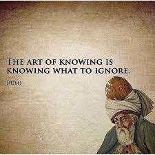 The Art Of Knowing Is Knowing What To Ignore Rumi In 2020 Rumi Quotes Rumi Wisdom Quotes
