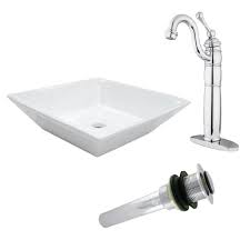 white ceramic vessel sink with faucet