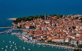 An Aerial View Of The Coastal Town Of Izola Slovenia Aerial Photo Christmas In Europe Aerial View
