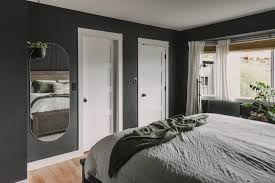 Modern accent wall designs & closet shelving! Moody Black Bedroom Makeover Lemon Thistle