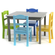 Tot Tutors Elements Grey Wood Table And 4 Chair Set Kids Table Chair Set Kids Table And Chairs Table And Chairs