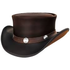 Head N Home Buffalo Pale Rider Leather Top Hat Top Hats Leather Hats Leather Top Hat Leather