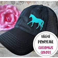 Horse High Ponytail Cap Horse Baseball Cap Women S Horse Etsy Horse Hat Womens Baseball Cap Horse Shirt