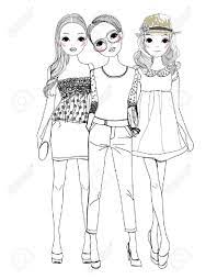 Les coloriages à imprimer du site sont disponibles à partir de ce jour en téléchargement gratuit au format pdf. Trois Filles De La Mode Dessin Kawaii Princesse Dessin Coloriage Coloriage