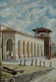 Odoardo Borrani It 1833 1905 Firenze Antica Porta Santa Croce 1880 Ca Olio Su Tela Collezione Beni Storico Artistici Olio Su Tela Dipinti Firenze