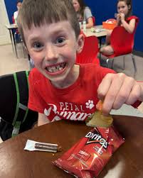 Cup stacking challenge in Ms Becca's class