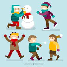 Download Set Of Kids Doing Winter Activities For Free Winter Activities Vector Free Activities