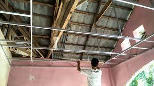 Jika mengaplikasikan model plafon polos, tambahkan lampu unik minimalis agar. Pemasangan Rangka Plafon Gypsum Model Minimalis Youtube