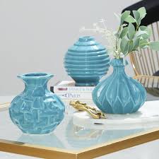 Langley Street Tylor 3 Piece Table Vase Set Reviews Wayfair In 2020 Blue Ceramics Ceramic Lantern Vase Set