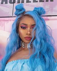 Half Black And Blonde Hair Wig Half Blue Half Pink Wig Overtone Extreme Blue On Brown Hair Shebelt Mall In 2020 Dark Blue Hair White Blonde Hair Blue Hair