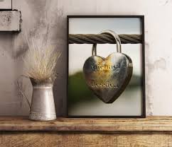 Browse our 2021 wedding collection to find unique wedding gifts and accessories at personalization mall. Heart Lock Personalized Wedding Gift Valentine S Day Custom Print Anniversary Photo Art Modern Digital Home