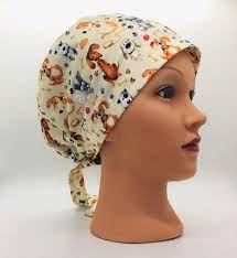 Women Surgical Hat With Buttons Or Without For Short Long Hair For Nurses Dentists Vets Scrub Caps Pattern Nurse Scrub Hat Cap Patterns