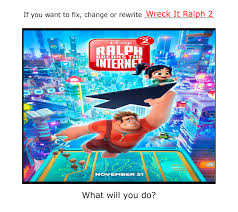 If you want to fix, change, or rewrite Ralph Breaks the Internet aka Wreck  It Ralph 2, what would you do? : r/wreckitralph