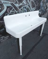 1930s cast iron porcelain double drain