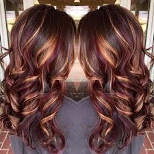 Burgundy Balayage Blonde Highlights Wavy Hair Long Brunette Hair Hair Styles Hair Color Burgundy