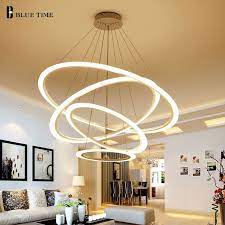 New Led Pendant Lights Modern For Dining Room Living Room 4 3 2circle Rings Acrylic Led L Chandelier In Living Room Modern Chandelier Modern Led Ceiling Lights