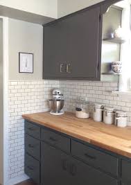 Dark Green Cabinets Benjamin Moore Olive Green Subway Tile Butcher Block Counters Kitchen Renovation Green Cabinets Butcher Block Counter